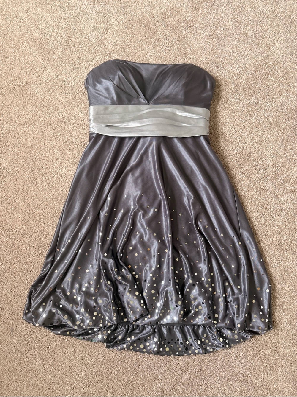 Dressbarn Collection Gray & Silver Strapless Formal Dress